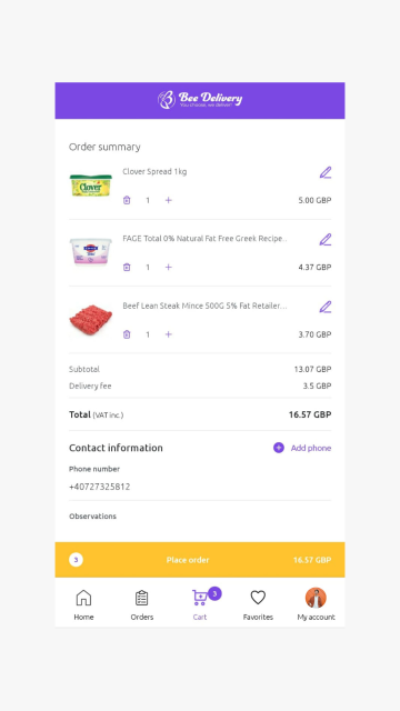 Bee Delivery - Android and iOS app for delivering supermarket orders